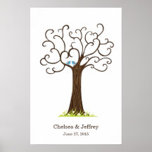 Fingerprint Tree (Heartastic Dark Brown) Poster