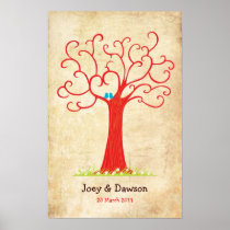 Fingerprint Tree Wedding Heartastic (Red Vintage)