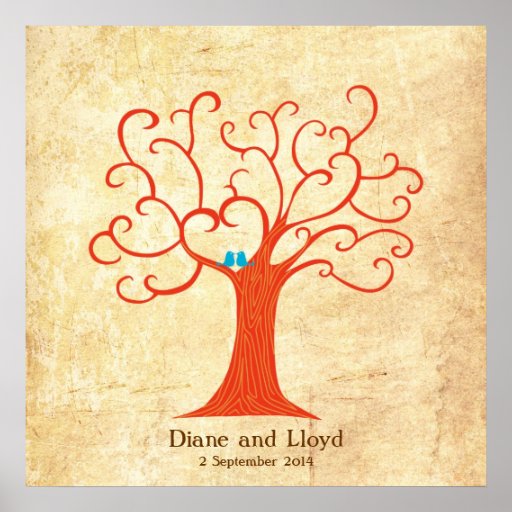 Fingerprint Tree Wedding (Heartastic) Square Vinta