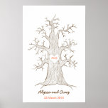 Fingerprint Tree Wedding Orange posters