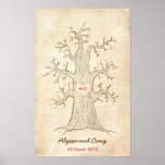 Fingerprint Tree Wedding Pink (Vintage) posters