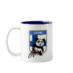 This cute cycling panda stands in front of a Finnish flag with his bike. This original design makes a perfect gift for bicycling fanatics in Finland. Great for everyone who loves cute pandas and biking.