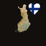 Finland Flag Heart Map Fitted AA T-Shirt