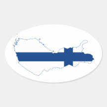 Finland Flag map FI Oval Sticker