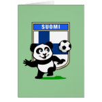 This adorable little panda is too cute! He's featured in front of a large flag from Finland and ready to play football and score some goals. This cute design is perfect for football players and soccer fans.