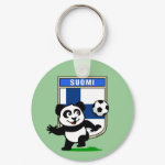 This adorable little panda is too cute! He's featured in front of a large flag from Finland and ready to play football and score some goals. This cute design is perfect for football players and soccer fans.