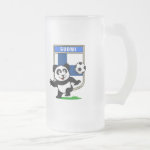 This adorable little panda is too cute! He's featured in front of a large flag from Finland and ready to play football and score some goals. This cute design is perfect for football players and soccer fans.