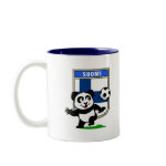 This adorable little panda is too cute! He's featured in front of a large flag from Finland and ready to play football and score some goals. This cute design is perfect for football players and soccer fans.