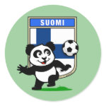 This adorable little panda is too cute! He's featured in front of a large flag from Finland and ready to play football and score some goals. This cute design is perfect for football players and soccer fans.