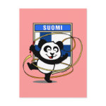 This adorable little panda bear is too cute! Featured in front of a large flag from Finland, this panda is getting ready to do a rhythmic gymnastics routine with a gymnastics ribbon! This cute design is perfect for gymnasts and gymnastics fans.