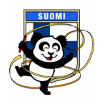 This adorable little panda bear is too cute! Featured in front of a large flag from Finland, this panda is getting ready to do a rhythmic gymnastics routine with a gymnastics ribbon! This cute design is perfect for gymnasts and gymnastics fans.