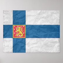 Finnish Coat of Arms Flag Poster