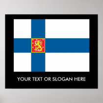 Finnish Coat of Arms Flag Poster