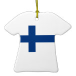 Finnish Flag on Ceramic T Shirt Pendant