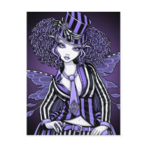 purple, steampunk, couture, fairy, stripes, violet, lavender, tie, wings, faery, faerie, fantasy, art, mykajelina, myka, fiona, Postcard with custom graphic design