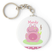 FIONA THE PINK FROG Favor or Name Tag KEYCHAIN