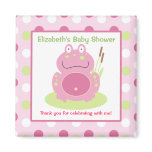 Fiona the Pink Frog Square Favor Magnet