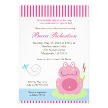 Fiona the Pond Frog Baby Shower 5x7 Invitation