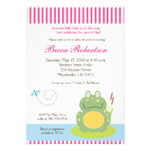 Fiona the Pond Frog (Green) Baby Shower Invite