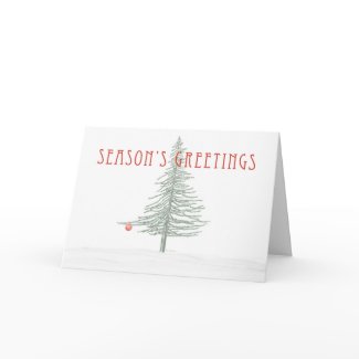 Fir Tree Sketch with Red Ornament