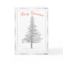 Fir Tree Sketch with Silver Snowflake Border Greeting Cards
