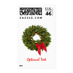 Fir Wreath with Gold Horseshoes & Red Bow Postage