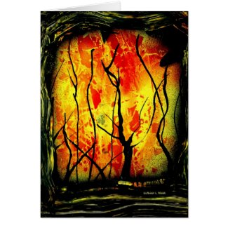 Fire and Burnt Trees Spray Paint Painting card