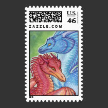 Fire and water dragons postage stamps stamps