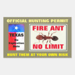Fire Ant Hunting Permit Rectangular Sticker