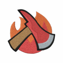 Fire Axe with flames embroidered shirts