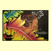 Fire - Black Art Print