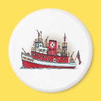 Fire Boat Round Magnet magnets