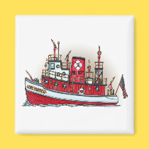 Fire Boat Square Magnet magnets