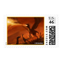 Fire-Breathing Prehistoric Dinosaur by Jake Murray Postage Stamps