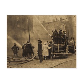 Fire Crew in Action - Vintage postcard