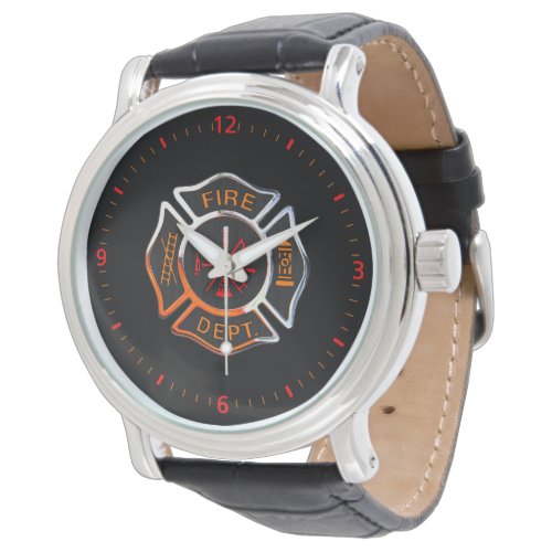Fire Department Badge Chrome Watches