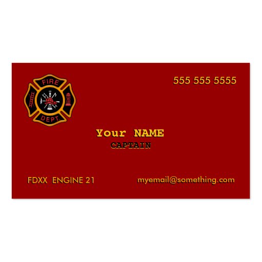 Fire Department Business Card Templates (front side)