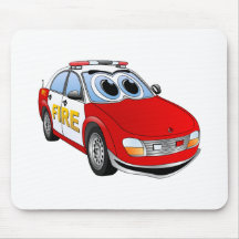 Fire Department Car Cartoon Mouse Pads