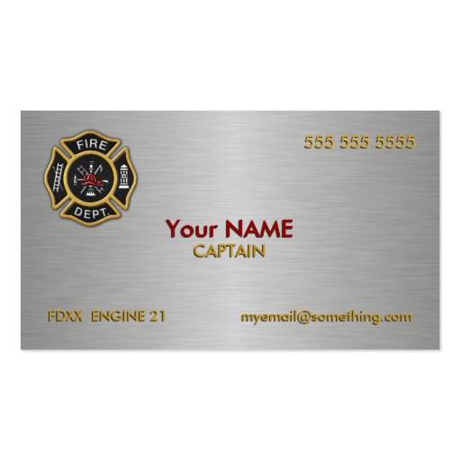 Fire Department Deluxe Business Card Template (front side)