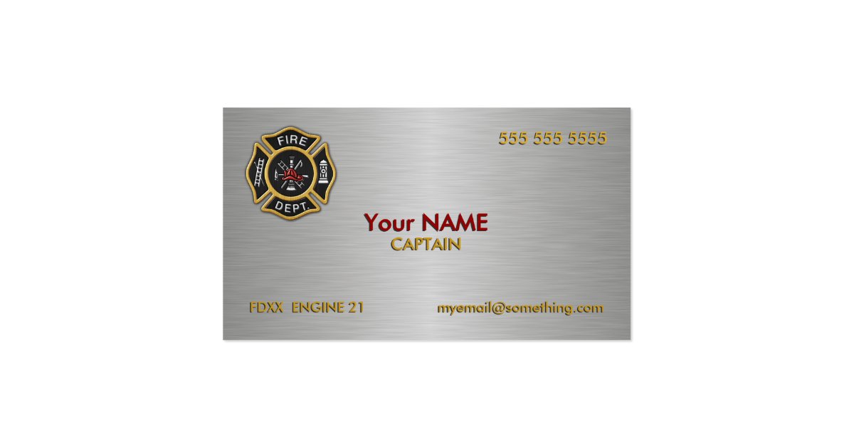 Fire Department Deluxe Double-Sided Standard Business Cards (Pack Of
