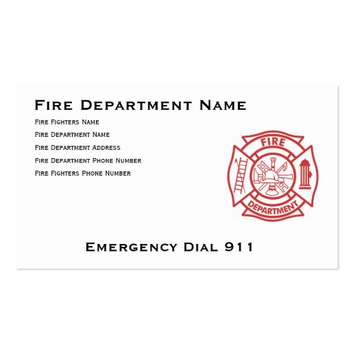 Fire Department Maltese Cross Business Card Template