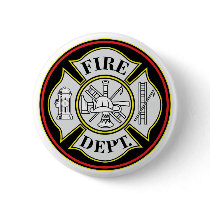 Fire Department Round Badge Pinback Buttons