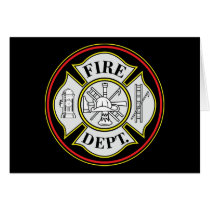 Fire Department Round Badge Greeting Cards