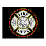 Fire Department Round Badge Post Card