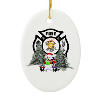Fire Dept Christmas Scene ornament