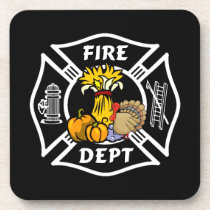 Fire Dept Thanksgiving Logo cork coasters