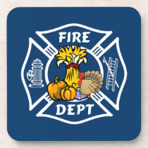 Fire Dept Thanksgiving Logo cork coasters