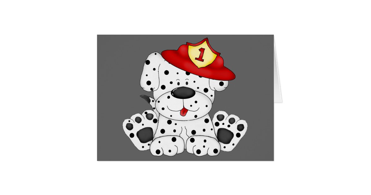 Fire Dog Dalmation and Hat Card | Zazzle
