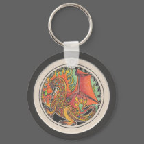 Fire Dragon Keychain by smilodonart Fire Dragon Keychain