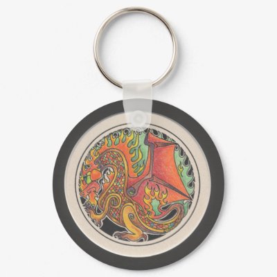 Fire Dragon Keychain by smilodonart